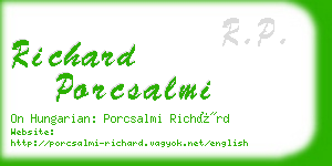 richard porcsalmi business card